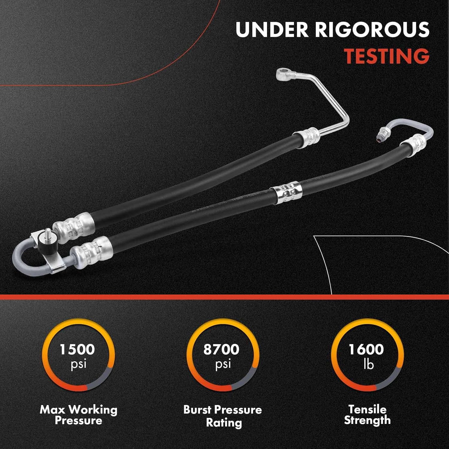A-Premium Power Steering Pressure Hose Line Assembly Compatible with BMW 525i 2001-2003, 528i 1998-2000, 530i 2001-2003, 2.5L 2.8L 3.0L, with O-ring & Washer, Pump To Rack