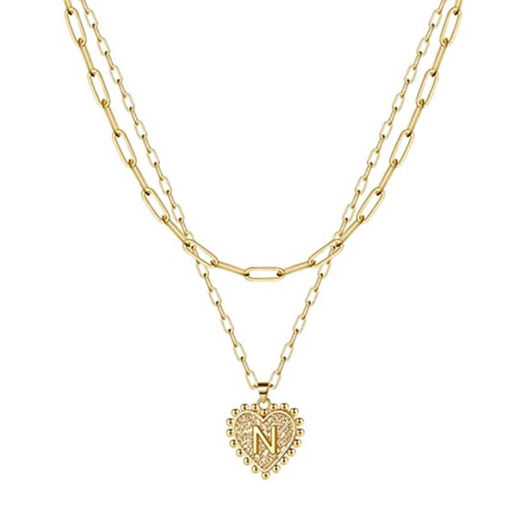Necklace For Women Double Paperclip Chain 26 Love Letters Gold Necklace Women Necklace Jewelry Necklace Cute Choker Necklaces for Women Simple Jewelry for Women Gifts