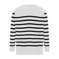 thumbnail image 5 of Women Striped Sweaters with Buttons Crew Neck Baggy Casual Knit Pullover Sweatshirt Long Sleeve Loose Fall Tops (XL, White), 5 of 7