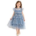 thumbnail image 3 of Curuila Kids Toddler Girls Mesh Dress Flutter Sleeve Floral Embroider Crew Neck Party Comfort Dresses For Girls Size 2-3 Years, 3 of 5