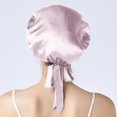 thumbnail image 2 of Defitshape Women's Silk Nightcap Summer Light Hair Bonnet Female Silky Sleeping Comfy Self Tie Sleep Cap Purple One Size, 2 of 2