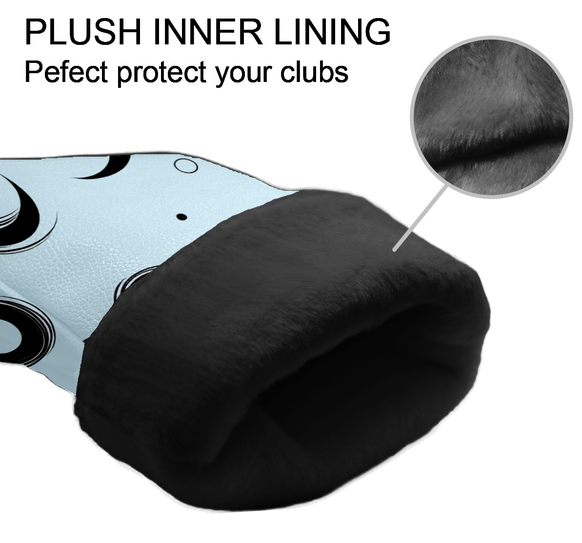 Golf Head Covers Circle Pattern Design for Driver, Wood & Hybrid, Premium Waterproof PU Leather with Plush Lining, Unique Abstract Golf Gifts