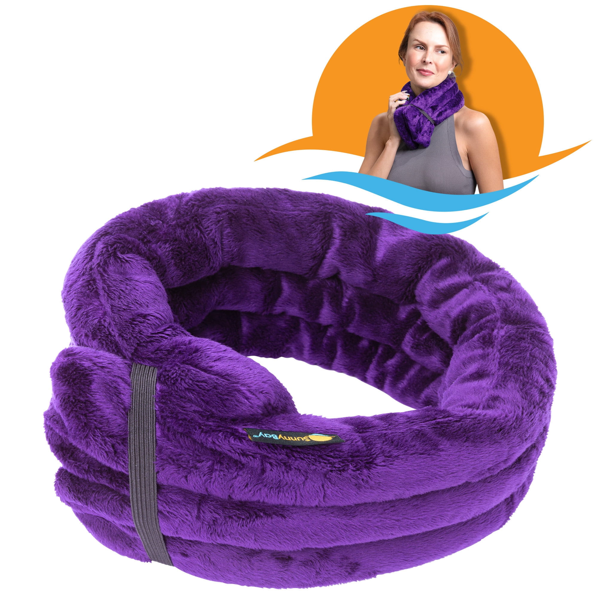SunnyBay 26x6 Inches Microwave Heating Pad, Microwavable Heated Neck and Shoulder Wrap, Multipurpose Moist Hot/Cool 2.5lb Bean Bag Pack with Plush Cover and Elastic Fastener, FSA HSA Approved, Purple