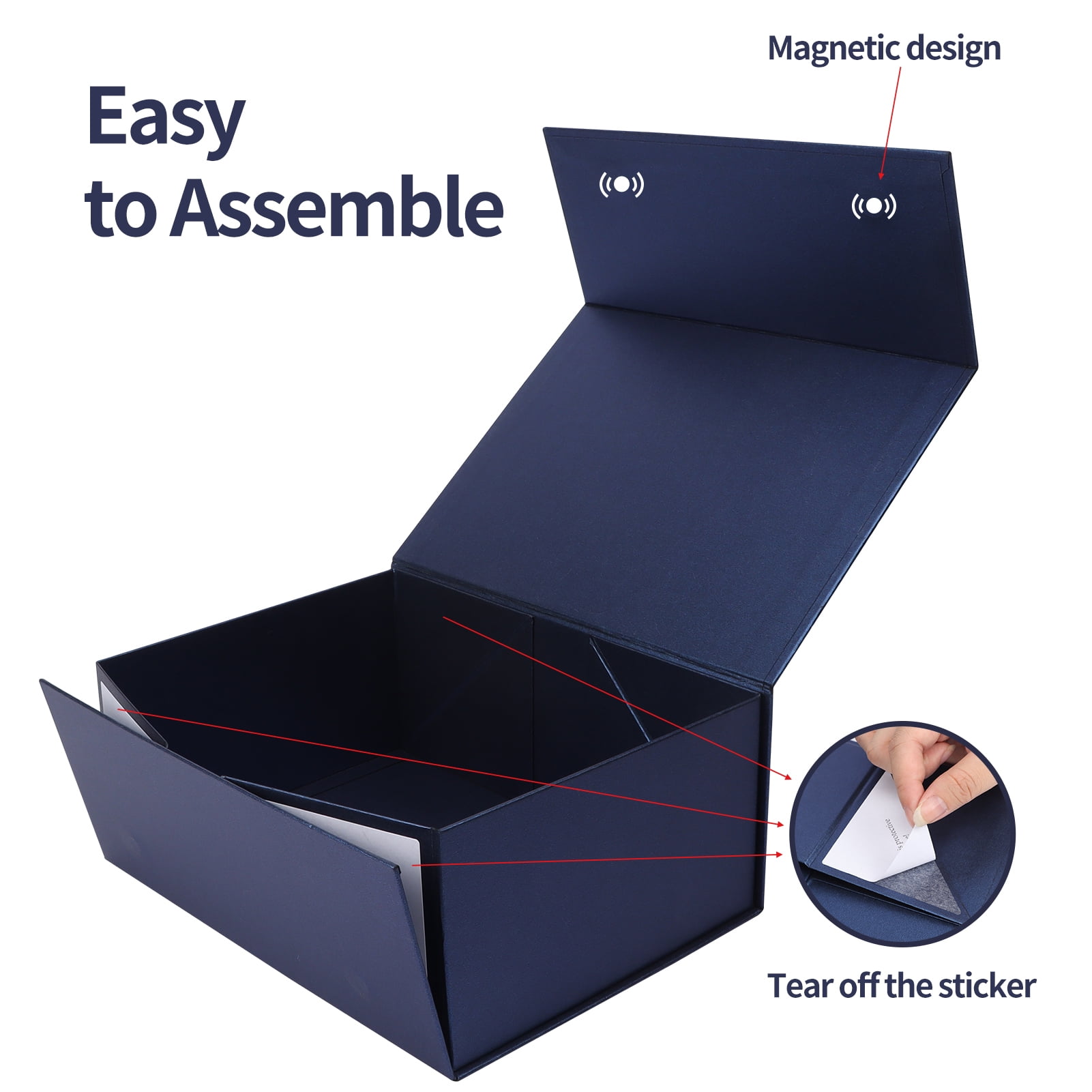 4 Pack Small Rectangle Cardboard Magnetic Closure Boxes, 12x8x4