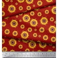 thumbnail image 2 of Soimoi Red Japan Crepe Satin Fabric Sunflower Floral Print Sewing Fabric Yard 42 Inch Wide, 2 of 3