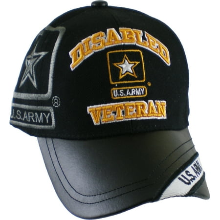 US Honor Disabled U.S. Army Star Veteran Vinyl Bill Shadow Mens Cap [Black - Adjustable]