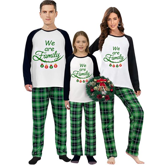 Ihaphap 2025 We Are Family Green Christmas Matching Pajamas Set, M-Women