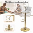 thumbnail image 5 of Set of 2 Modern Velvet Bar Stools, Adjustable Height Woven Back Bar Chairs with Footrest and Swivel for Kitchen Island & Dining Room, Light Grey, 5 of 12