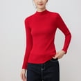 thumbnail image 2 of LUOGENLI Womens Sweaters Zip Up Elegant Fall Pullover Sweater Long Sleeve Solid Color Knitted Top Soft Warm Comfortable Stretchy Casual Tunic Style Red Size XXL, 2 of 6