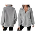 thumbnail image 2 of Women' Sweatshirts Half Zip Quarter Zipper Long Sleeve Hoodies Fall Fashion Outfits Clothes Dark Gray XXL, 2 of 7