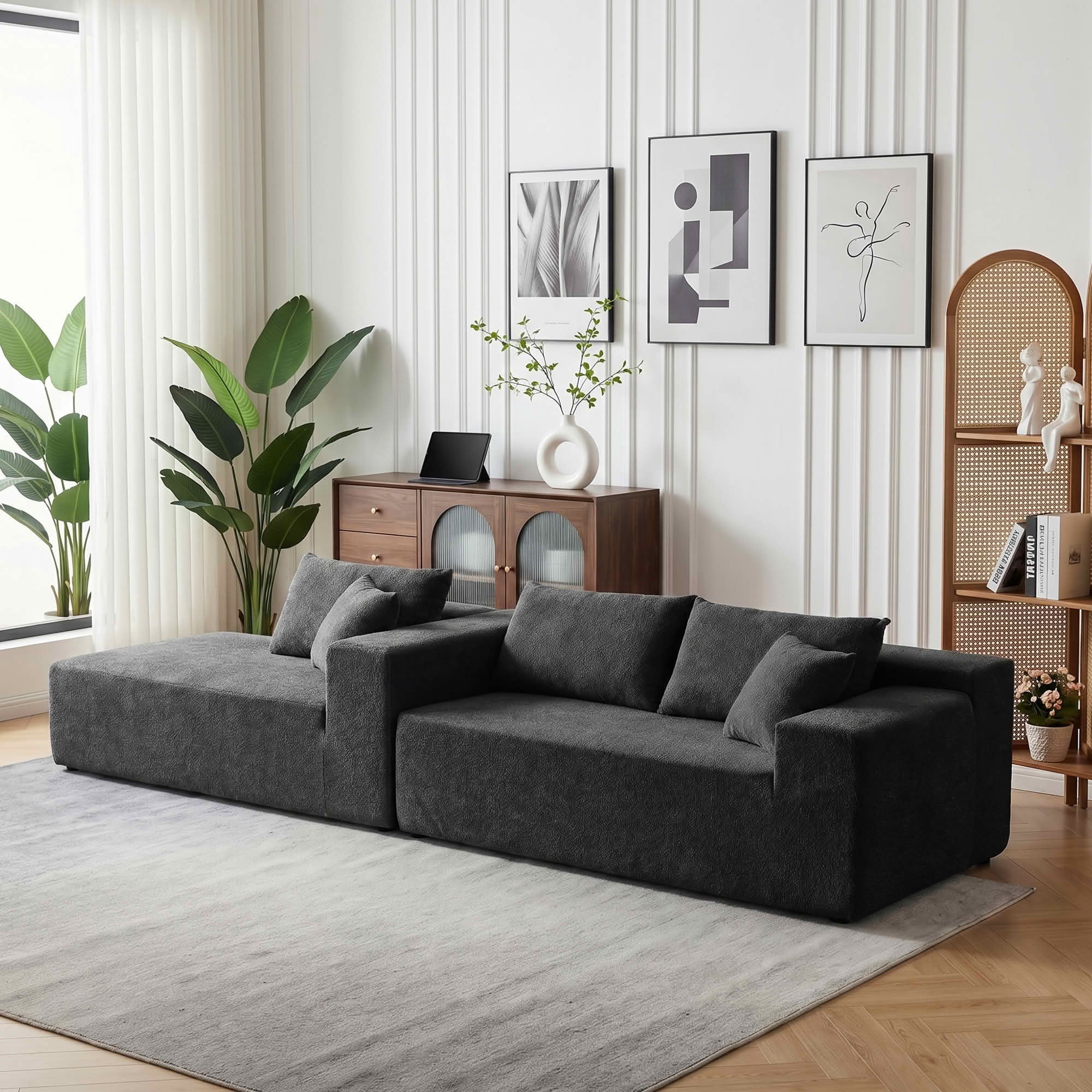 MAYEERTY 104" Cloud Sectional Couch with L-Shape Chaise, Modern Modular Sofa with Deep Seat, Upholstered Couches with Back Cushion for Living Room Bedroom, No Assembly Required