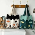 thumbnail image 3 of Cute Casual Cartoon Octopus Pattern Large Capacity Knitted Shoulder Bag Handbags Shopping Bags Tote Bags GREEN, 3 of 8