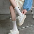 thumbnail image 3 of Eease 5 Pairs Cotton Frilly Socks Ruffle Socks Lettuce Trim Stockings for Ladies, 3 of 10