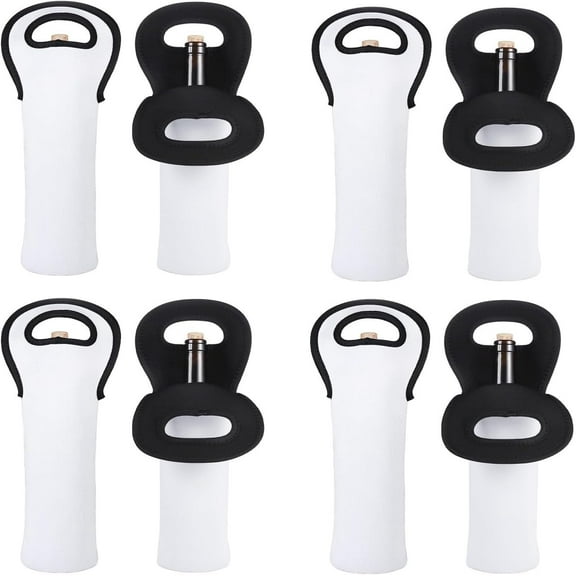 10 Pieces Sublimation Blanks Wine Bag Insulated, White Neoprene Wine Tote Holders and Wine Carrier Bag