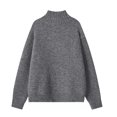 thumbnail image 4 of Mens Pullover Sweaters Quarter Button Sweater Stand Collar Knit Pullovers Grey XXXL, 4 of 5