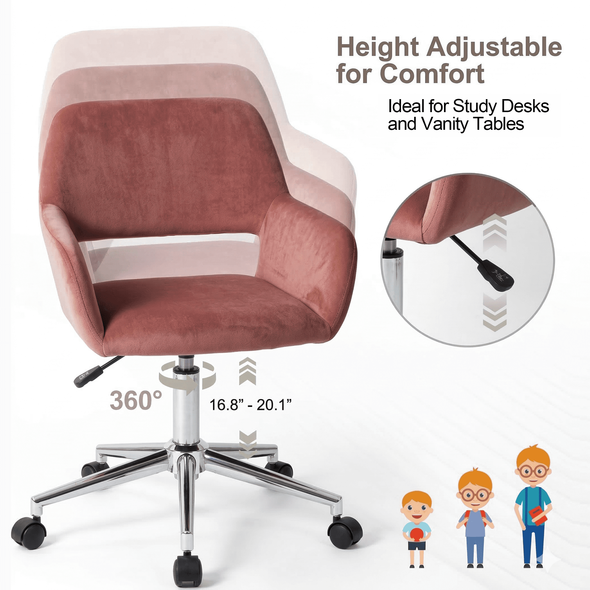 Homy Casa Swivel Office Chair, Adjustable Rolling Desk Chair for Meeting, Vanity or Meeting, Beige