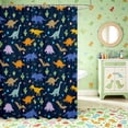 thumbnail image 2 of Manfei Minimalist Dino Animals Shower Curtain 72Wx72L,Vintage Cactus Flower Bathroom Curtain,Blue Yellow, 2 of 5