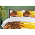 thumbnail image 4 of Ambesonne Tropical Duvet Cover Sets, Beach Palm Trees Birds, 2-King, Yellow Coral Brown, 4 of 7