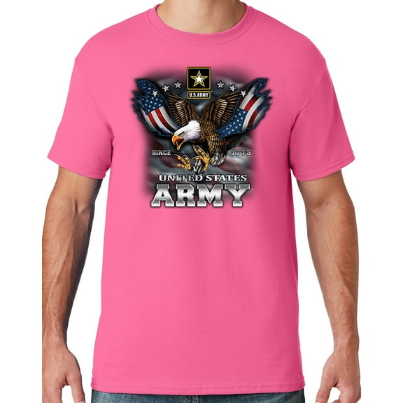 Mens US Army Patriotic Eagle T-shirt, 3XL Neon Pink