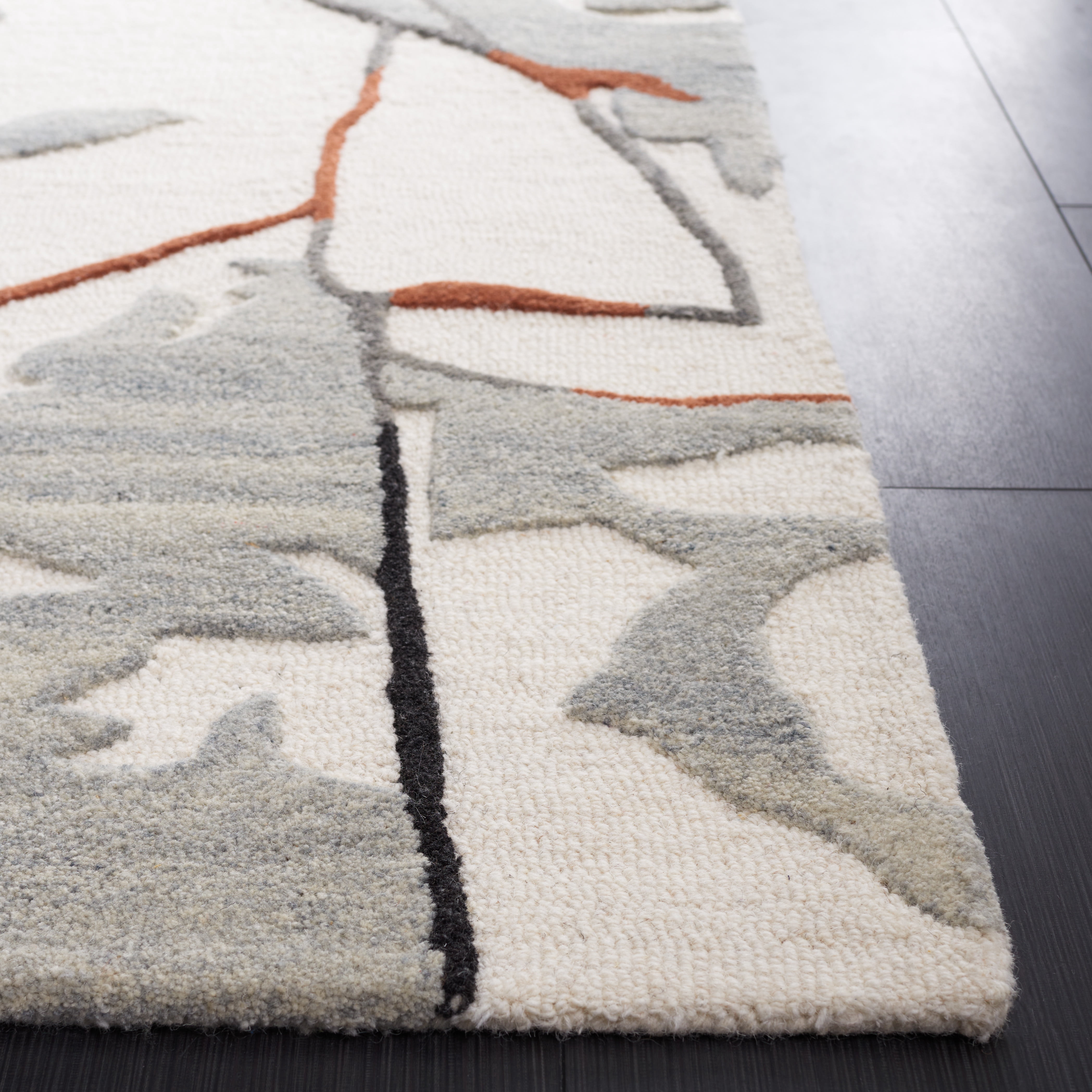 SAFAVIEH Metro Brooklyn Geometric Area Rug, Ivory/Grey, 4' x 6'