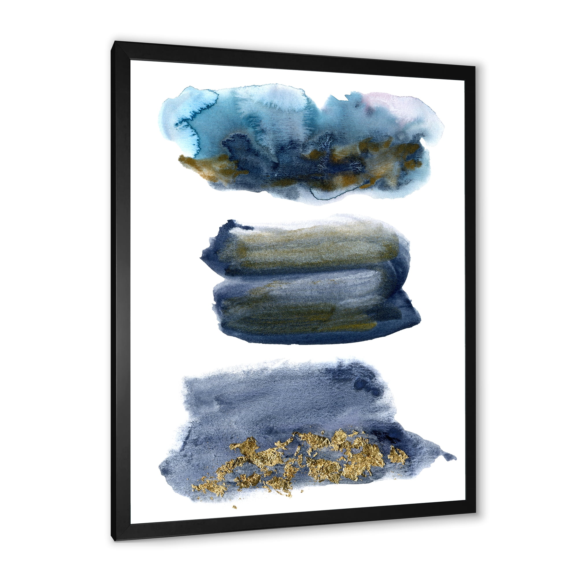 Designart 'Abstracts Clouds With Golden Touches' Modern Framed Art Print