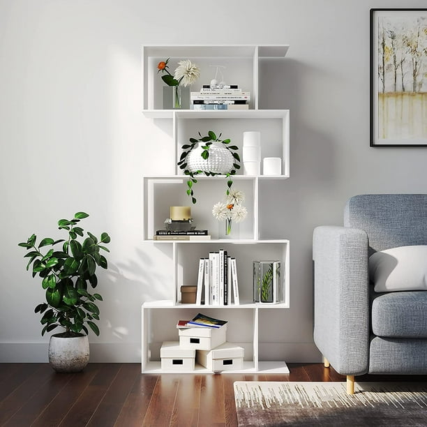 Homefort Wood Geometric Bookshelf 5, Modern Bookcase Decorating Ideas For Living Room
