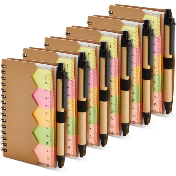 Woeilo inch bulk pack with pen pocket notebook small spiral shorthand notepad with labels and ruler x 4 x kraft paper cover