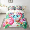 thumbnail image 5 of Feelyou Couple Flamingo Bedding Comforter Set 7 Pieces, Kawaii Tropical Animal Full Bedding Set, Palm Beach Reversible Fitted Sheet Flat Sheet, Ultra Soft Home Decor, 5 of 7