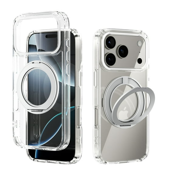 GadgetCom Magnetic Case Compatible with Apple iPhone 17 Pro , Clear Hard Stand Cover Protective Shell