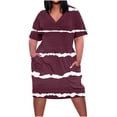 thumbnail image 1 of Birdeem Robes pour Femmes Mode Féminine Grande Imprimé Manches Courtes Col en V avec Poches, 1 of 1
