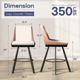 thumbnail image 2 of iooHug Bar Stools Set of 2, 26" Counter Height Bar Stools, Upholstered Swivel Barstools with Backs, Loop Yarn Fabric&Pu Leather, Metal Legs for Kitchen Island, Brown&White, 2 of 7