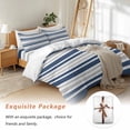 thumbnail image 7 of Navy Blue Bedding Duvet Cover Set Full Size 4 Pieces and Gray Stripe Contrast Minimalist Modern Art Bedding Set with Zipper Closure, 1 Comforter Cover 86x86 Inches 1 Flat Sheet & 2 Pillow Cases, 7 of 7