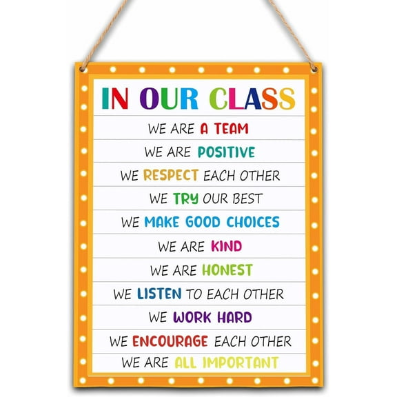 Novelty Classroom Rules Wood Sign Inspirational Classroom Wall Decor Motivational Quote Wall Art for High School Middle School Elementary Classroom Wooden Hanging Plaque Gifts 5x10 Inch
