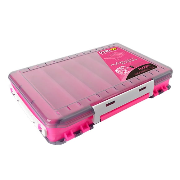 ilure Organisateur de Matériel de Pêche Double Face Rose Grand avec Couvercles Transparents et Trous de Drainage pour un Accès Facile et un Rangement à Sec