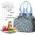 thumbnail image 4 of Pioneer Flower Floral Print Pattern Drawstring Lunch Bag Women - Drawstring Lunch Bag Insulated for Work Office - Stain-Resistant Large Lunchbags for Women with Multi-Pockets, 4 of 6