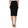 thumbnail image 3 of Moa Collection Women's Elastic High Waist Stretch Comfy Office Work Wear Solid Midi Skirt S-3XL, 3 of 5