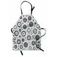 thumbnail image 1 of Steampunk Apron, Gear Cog Engine Wheels Silhouettes Industry Technology Graphic Image Print, Unisex Kitchen Bib with Adjustable Neck for Cooking Gardening, Adult Size, White and Grey, by Ambesonne, 1 of 4