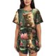 thumbnail image 1 of Balery Cute Kitten Water Lilies Conjunto de Pijama para Mujer con Estampado, Dos Piezas de Manga Corta y Shorts, Ropa de Dormir Suave con Cuello Redondo y Bolsillos-4X-Large, 1 of 6