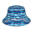 thumbnail image 3 of Daiia Ice Blue Stripes Pattern Bucket Hat - Trendy Cotton Sun Hat for Beach, Golf, Fishing - Fun Outdoor Vacation Boonie for Men and Women, 3 of 9