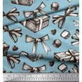 thumbnail image 1 of Soimoi Poly Georgette Fabric Ribbons,Gift Box & Wine Bottle Party Print Fabric by the Yard 42 Inch Wide, 1 of 1