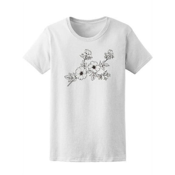 Beautiful Flowers Sketch T-Shirt Women -Image by Shutterstock, Female XX-Large