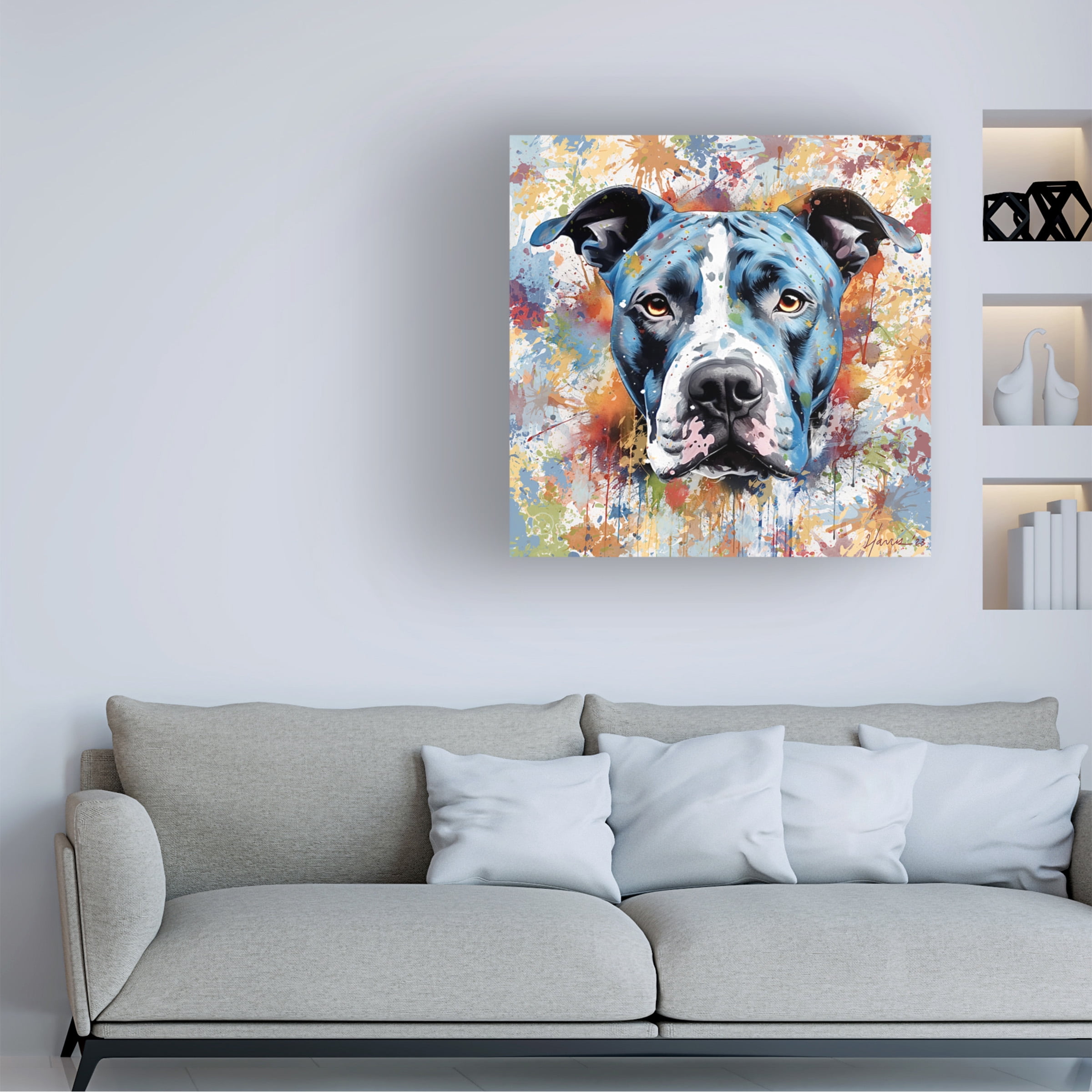 Canvas Wall Art - Frank Harris 'Pit Bull Master' Wall Art for Living Room, Bedroom, or Office DÃ©cor by Trademark Fine Art - 35 x 35 Inches