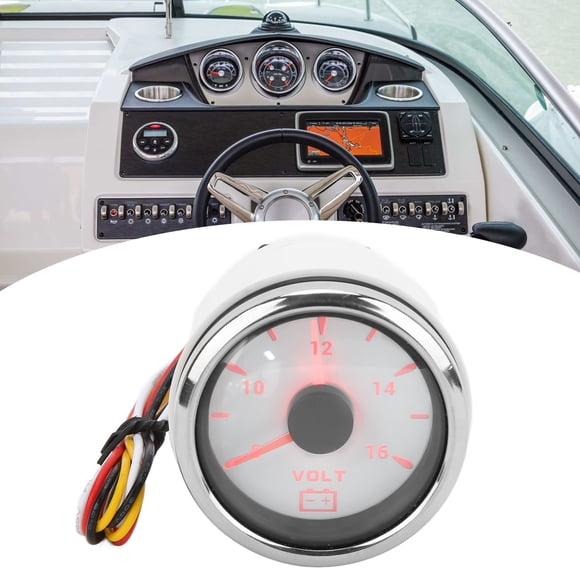 Marines Voltage Gauge, Pointer Indication Universal 7 Colors Backlight IP67 Waterproof Boat Voltmeter For Yachts For RVs