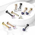 thumbnail image 2 of Luxe Modz 18G PVD Plated Prong Setting CZ End Labret Flat Back Studs Earrings Piercings Jewelry for Women Men - Sold Individual, 2 of 12