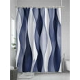 thumbnail image 5 of Abstract Wave Pattern Texture Shower Curtain, Navy Blue Bathroom Decor Curtains Set with Hooks, Waterproof Fabric Home Accessories， 60 X 72 Inch Long, 5 of 6