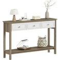 thumbnail image 5 of LAZZO 51“ Boho Rattan Console Table, Narrow Entryway Table with 3 Drawers & Open Shelf, Brown and white, 5 of 9