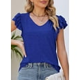 thumbnail image 6 of PRETTYGARDEN Women's Summer Basic Tops Trendy Casual Ruffle Short Sleeve V Neck Plain T Shirts Blouses, 6 of 8