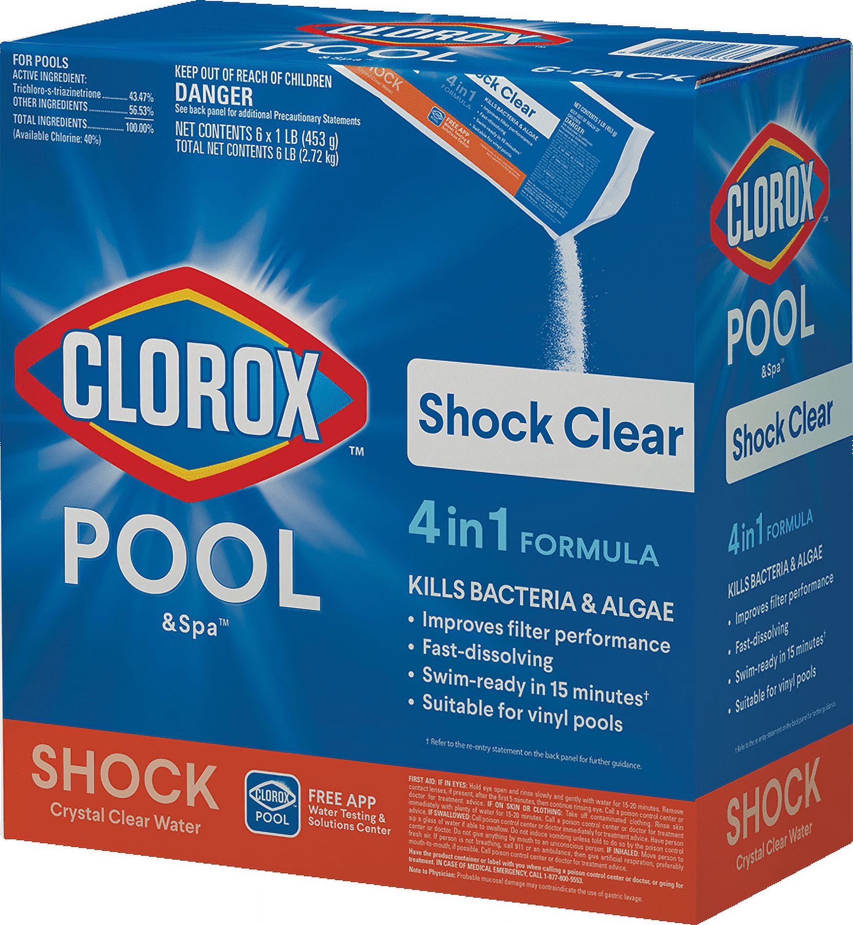 Clorox Pool&Spa Shock Clear Swimming Pool Shock Granules, 6pk