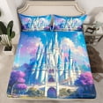thumbnail image 3 of Feelyou 3D Western Castle Twin Sheet Sets for Kids, Dreamy Stars Galaxy Twin Fitted Sheet, Kawaii Princess Flat Sheet, Microfiber Bedroom Decor, 3-Piece, 3 of 8
