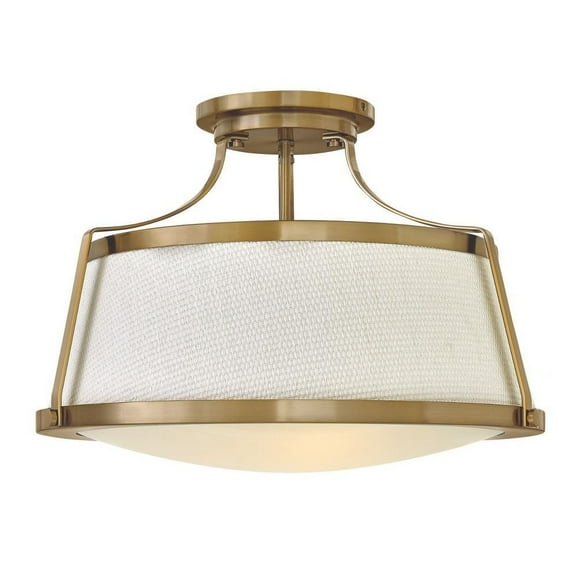 3 Light Large Semi-Flush Mount in Traditional-Coastal Style 20 inches Wide By 13.5 inches High-Brushed Caramel Finish Bailey Street Home